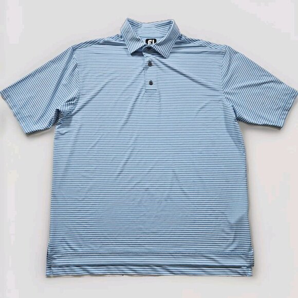 FJ FootJoy Polo Men XL Multi Striped Golf Button SS Athleisure Logo Sr Ryder Cup - Picture 1 of 15